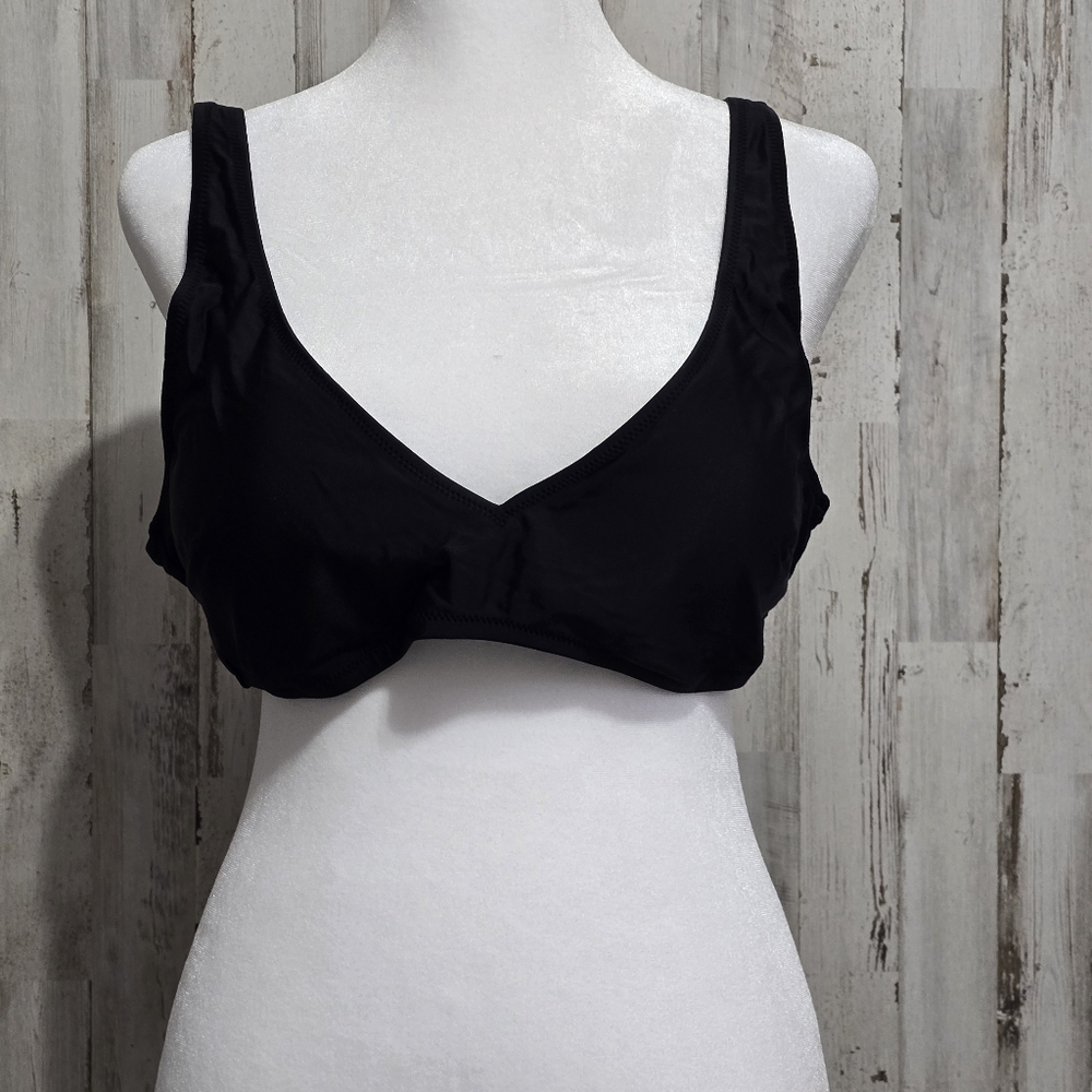 Aerie Black Scoop Plunge Bikini Swim Top Size XL